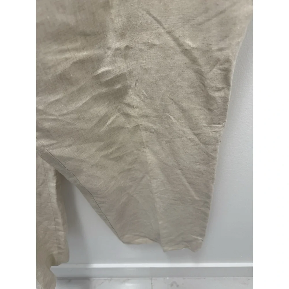 Baracuta‎ Men's XXL 100% Linen Drawstring Pants Beige Elastic Waist Straight Leg